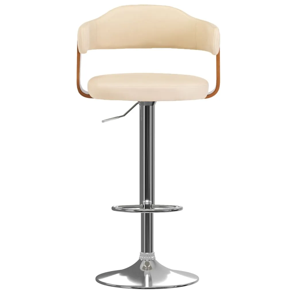vidaXL Tabouret de bar 2 pcs Crème Bois Courbé et Simili-cuir Chic