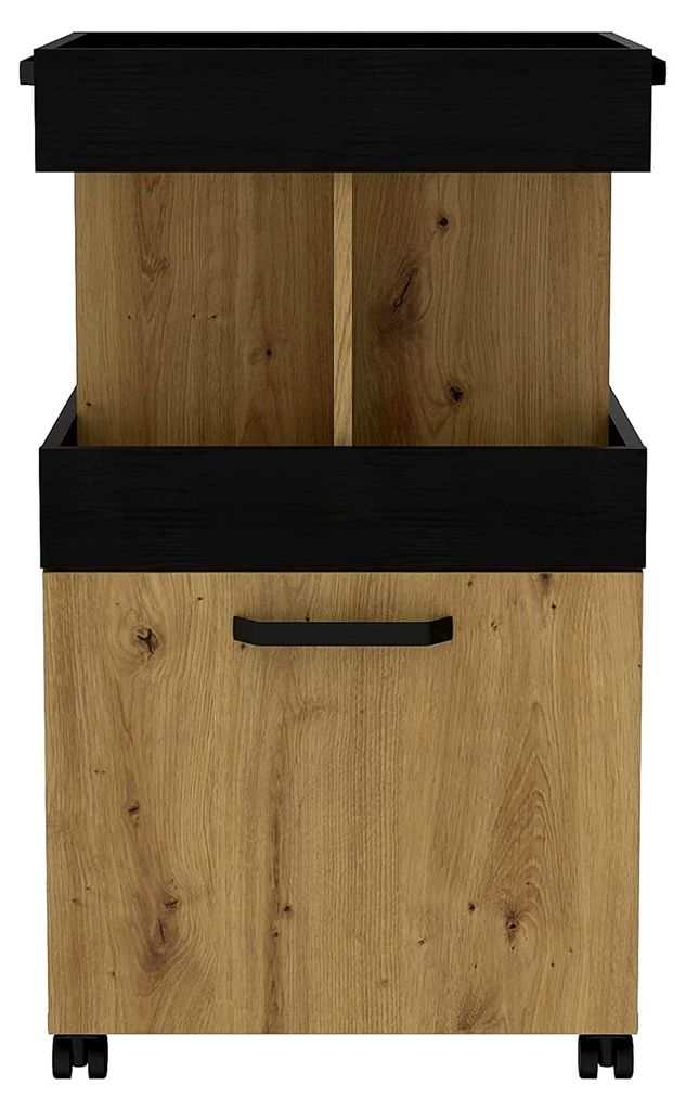 Barschrank mit Rollen und 1 Tür, Holzwerkstoff, Artisan Eiche / Schwarzeiche, 50,2 x 88,5 x 41 cm