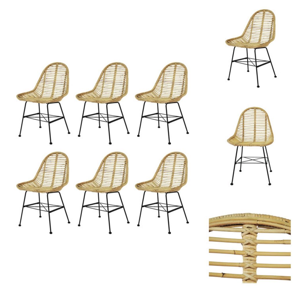 vidaXL Esszimmerstühle 6 Stk. Rattan Natur - Esszimmerstühle