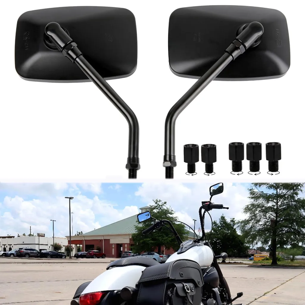Rétroviseur noir moto vintage chopper avec filetage M10 M8 universel