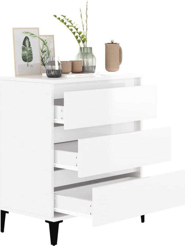 vidaXL Kredens biały wysoki połysk 60x35x70 cm materiał Zdjęcie produktu 3
