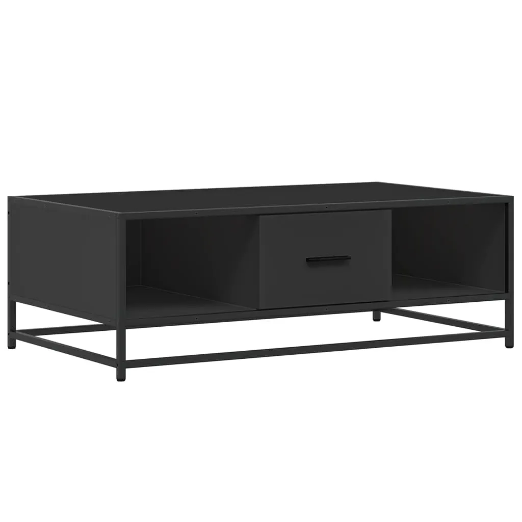 Tavolino Industriale Nero 100x57x35 Legno Metallo Alta Resistenza