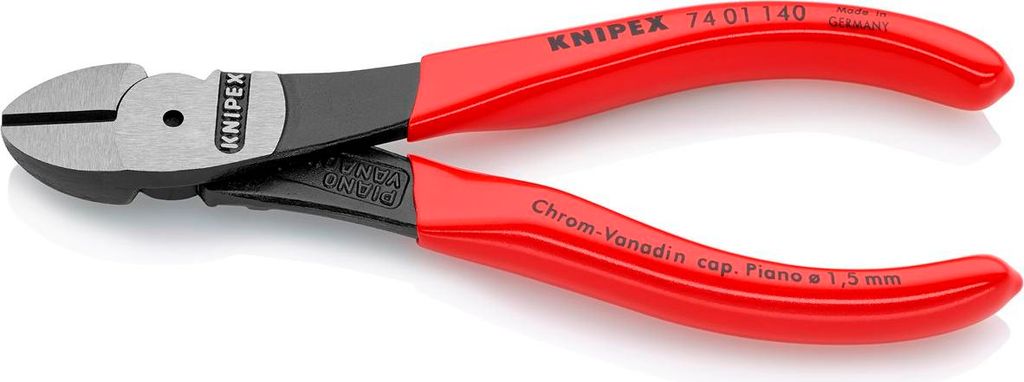 Knipex Kraftseitenschneider Kopf poliert, Griffe mit Kunststoff überzogen in - 74 01 140 SB