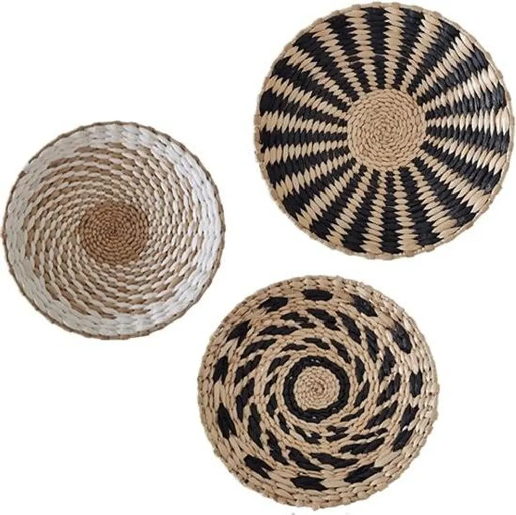 Habillage mural naturel en rotin pour murs vides - Set Boho 3 pièces