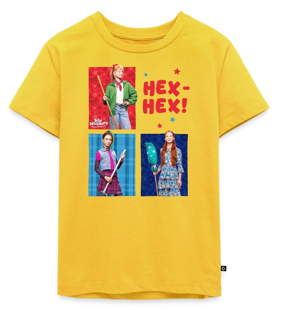 Spreadshirt Bibi Blocksberg Film Bibi Mit Freundinnen Hex-Hex! Kinder Premium T-Shirt, 98/104 (2 Jahre), Sonnengelb