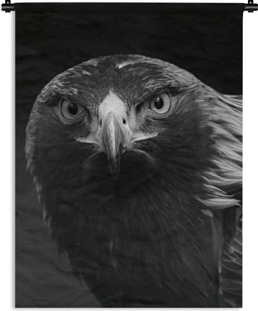 MuchoWow Wandteppich Wandbehang Bussard - Vogel - Tiere - Schwarz - Weiß 120x160 cm Tapisserie Dekoration Wandtuch - Wohnzimmer - Moderne