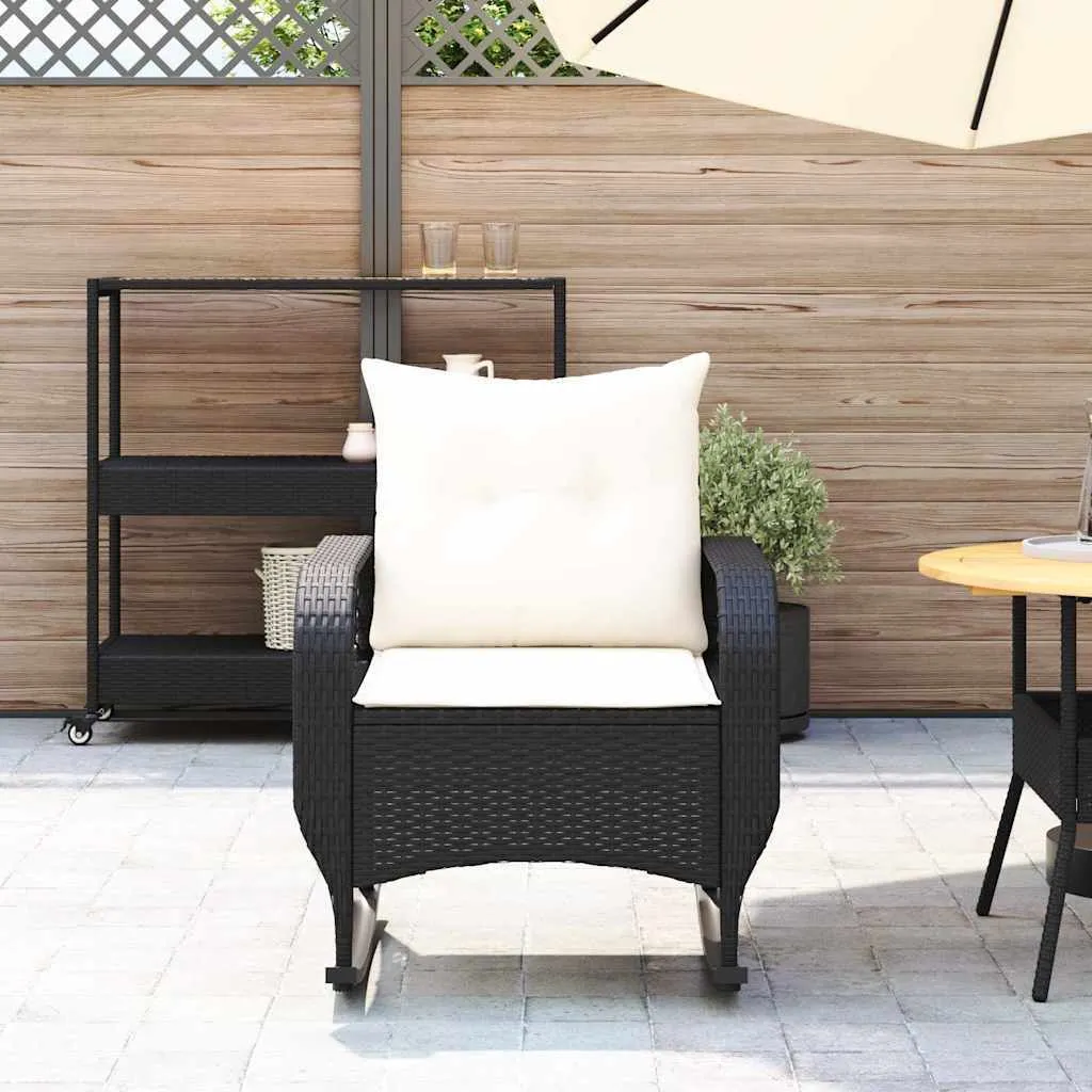 Poltrona a Dondolo Outdoor vidaXL Polirattan Nero e Design Elegante - 3