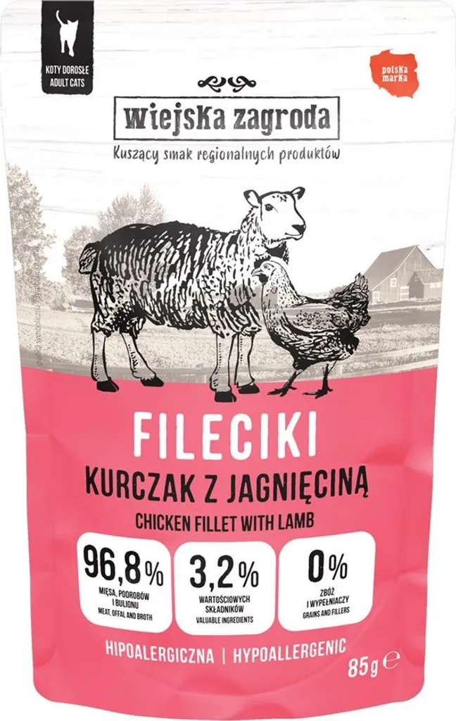 Pâtée pour Chat Sans Céréales Poulet et Agneau Wiejska Zagroda 85g