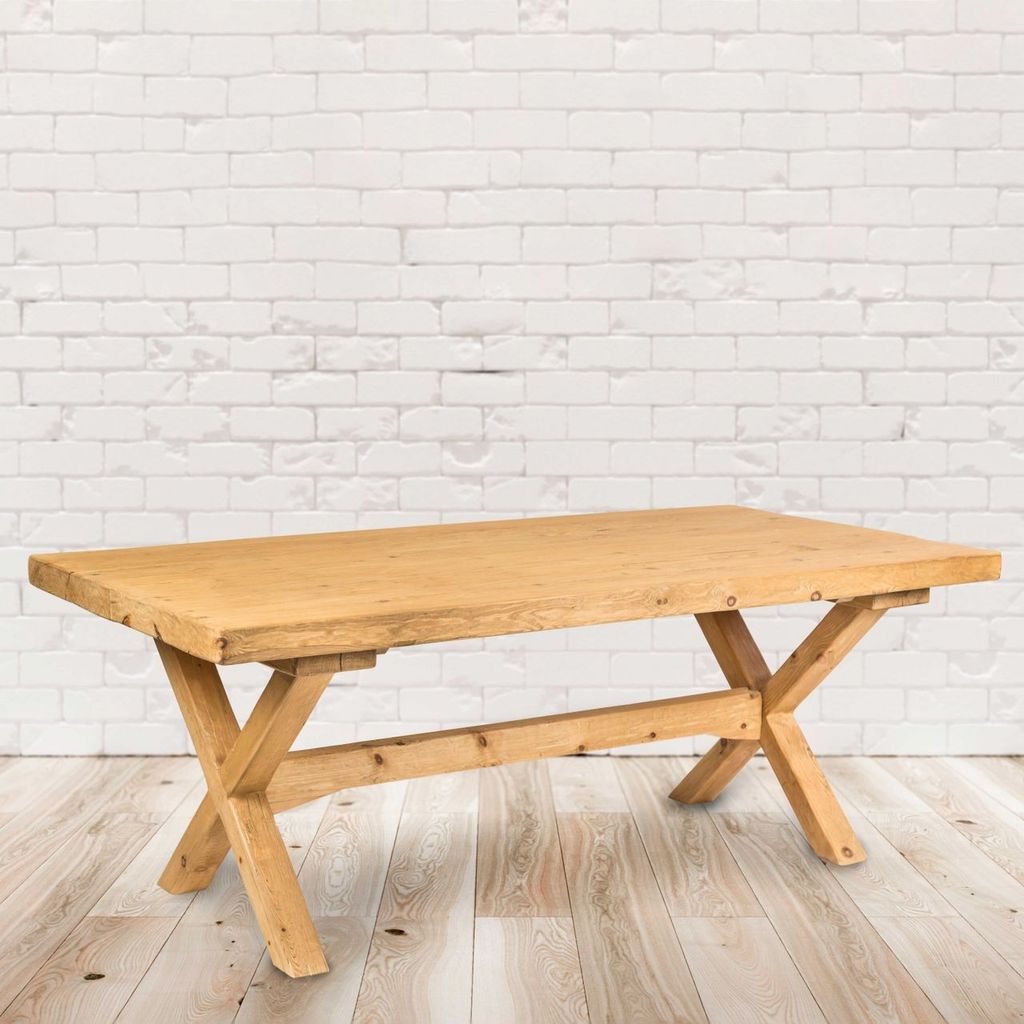 PureHaven Massivholztisch 200x100x76 cm aus Kiefer rustikaler Hingucker standsicher stabil individuelle handgefertigt Vollholz Vintage-Design