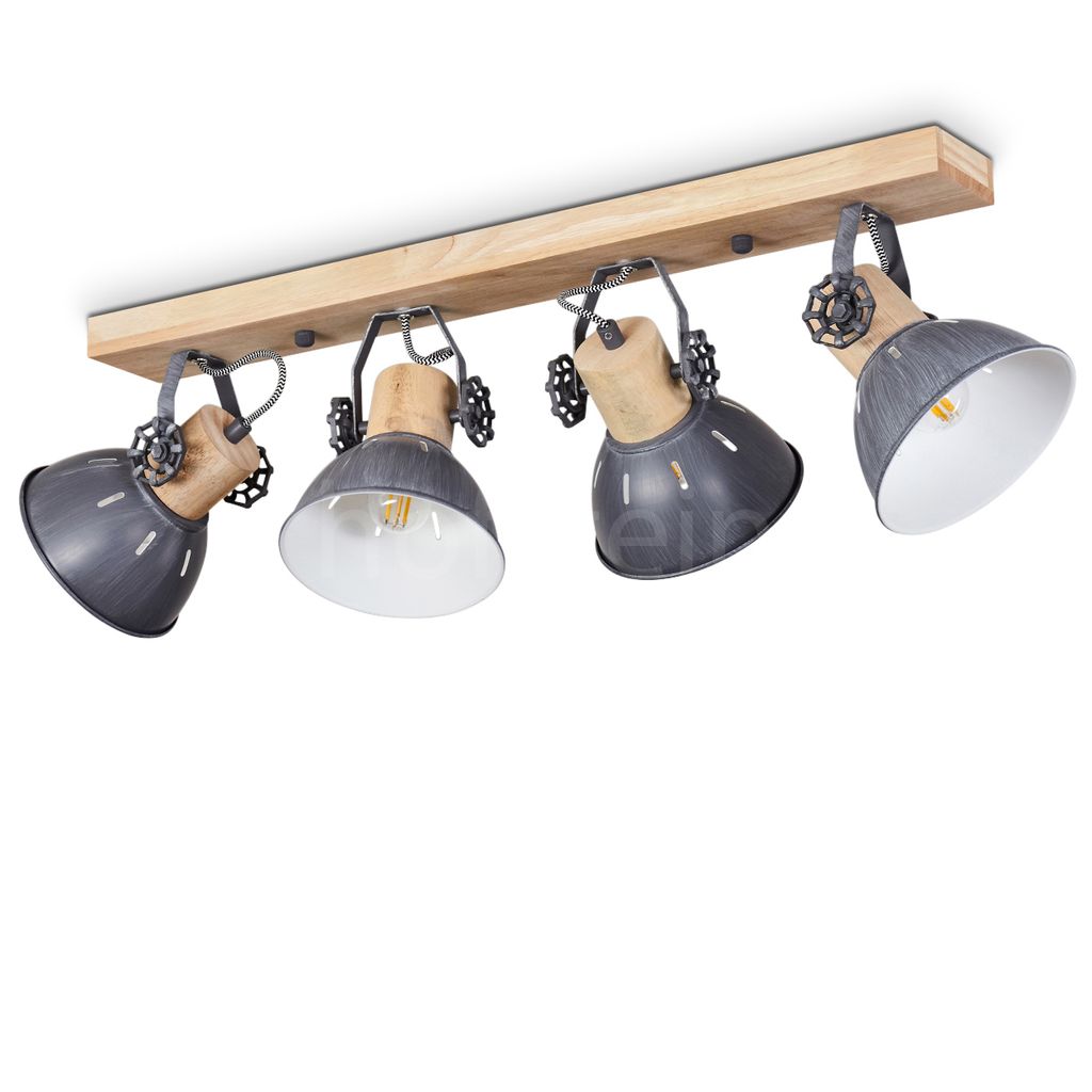 Cotes »Cotes« Deckenlampe aus Metall/Holz in Grau/Weiß/Natur, Lichtschlitzen