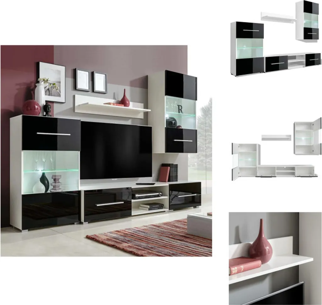 Meuble TV Noir avec Éclairage LED - Ensemble vidaXL 5 Pièces Modulaire