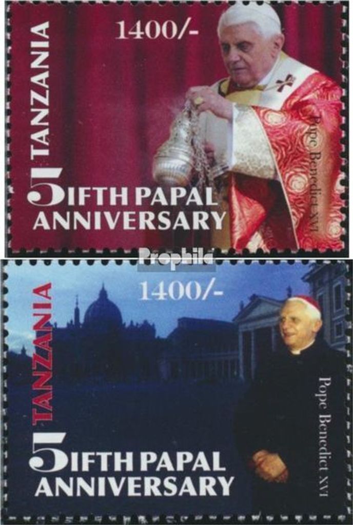 Briefmarken Tansania 2010 Mi 4743-4744 (kompl.Ausg.) postfrisch Papst Benedikt XVI.