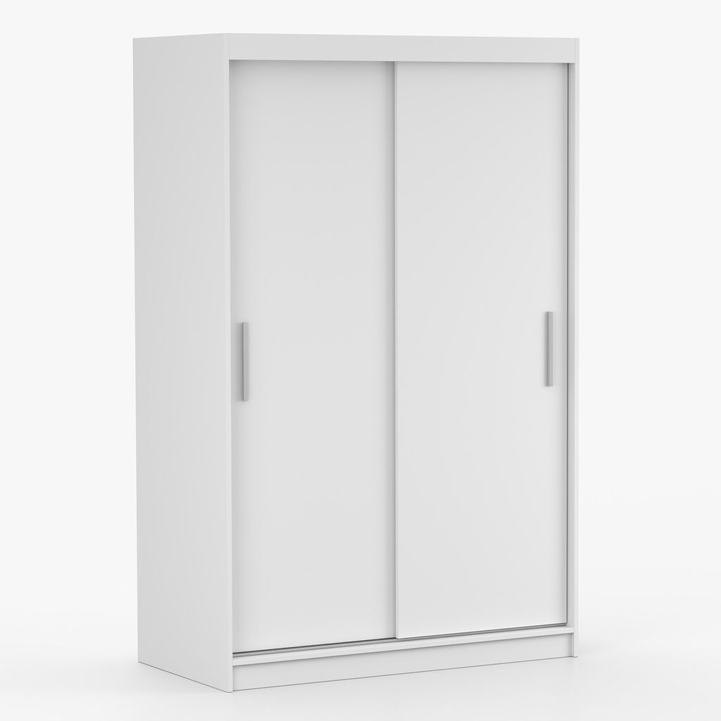 Schwebetürenschrank Kleiderschrank Schrank 120 cm Weiß/Weiß Produktbild 2