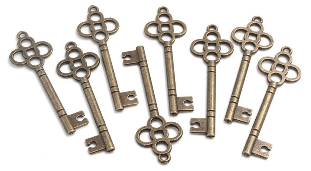 Vintageparts Anhänger Schlüssel verziert antik bronzefarben Produktbild 