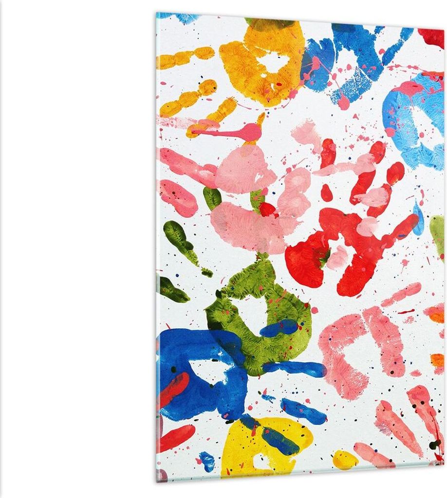 Bilder auf glas - Einteilig - Drucke Hände Komposition mehrfarbig - 80x120cm - Glasbilder - Wandbilder - Bilder - Wanddekoration aus Glas - Glas B...