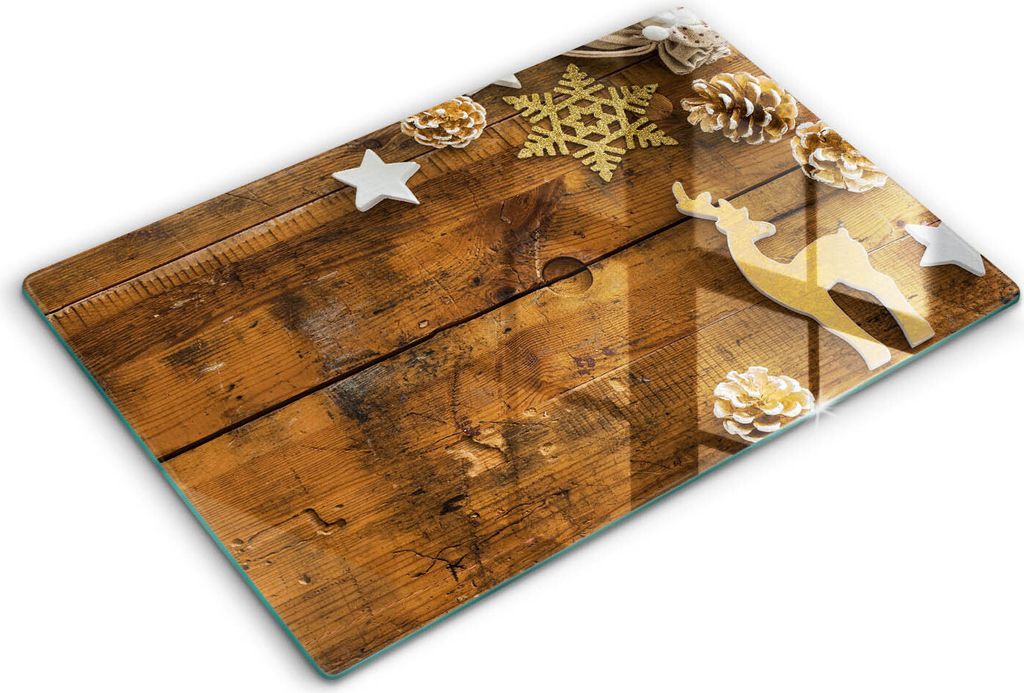 Glasschneideplatte - Herdabdeckplatte - 80x52 cm -Schneidebrett - Spritzschutz -Weihnachtsdekorationen