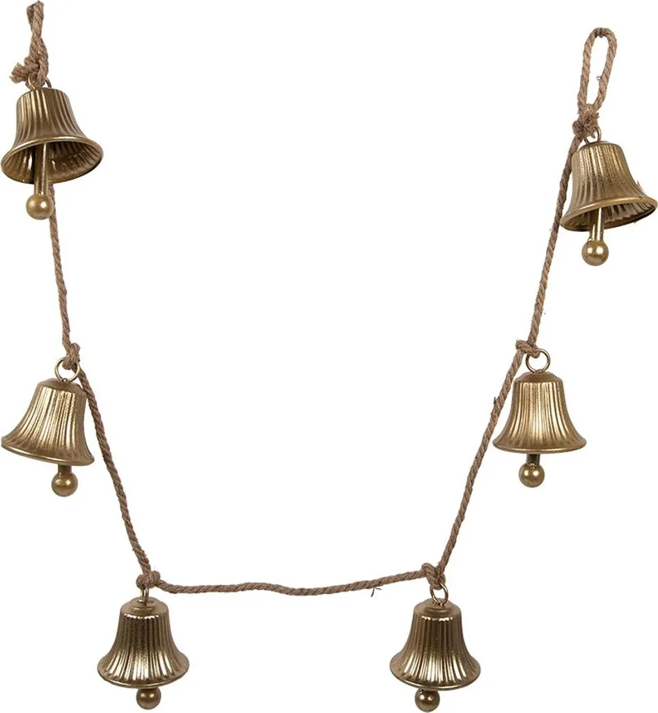 Clayre & Eef Pendentif Sonnette Or 9x9x135 cm en Métal de Qualité