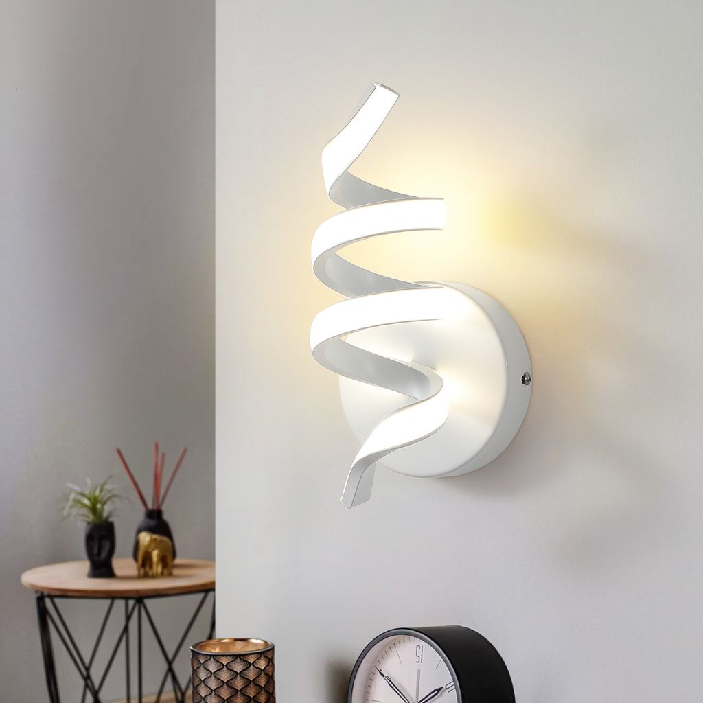 ZMH Wandleuchte Innen LED Wandlampe Treppenhaus Wohnzimmer Schlafzimmer Flur Modern Design Wand Lampe 7W Weiß Wandleuchten Badezimmer Warmweiß 3000K