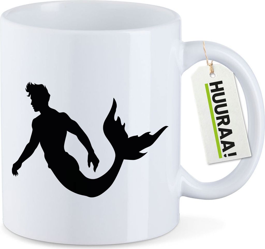 Huuraa Kaffeetasse Meermann Silhouette 330ml Weiß Keramik Kaffeebecher Geschenkidee