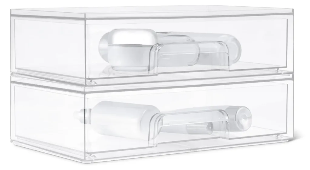 Organiseur de Placard de Cuisine et Frigo Transparent Empilable - 2 Pcs