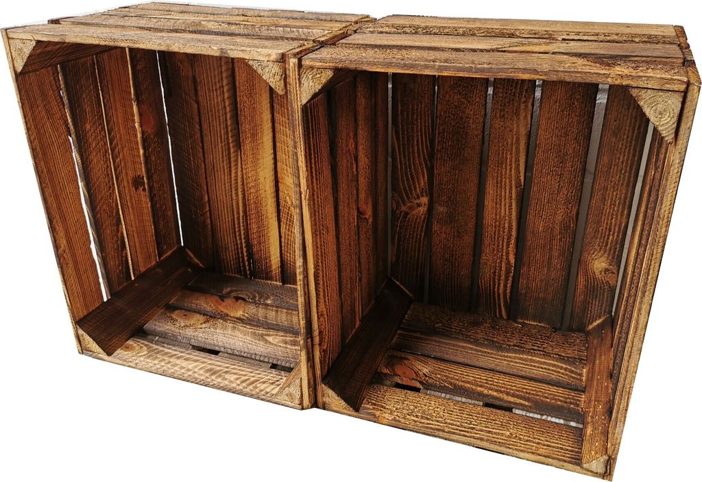 Holzkisten 4er Set 50 x 40 x 30cm Vintage Geflammt Produktbild 5