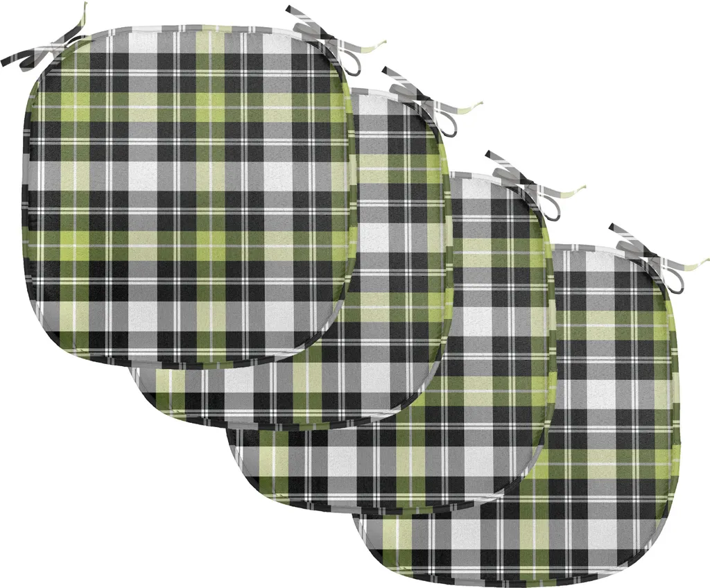 Galettes de Chaise Carrées Imperméables Noir et Gris - Set de 4 Pièces