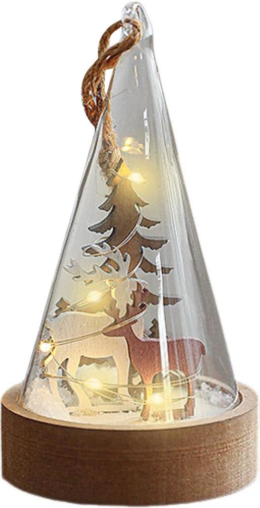 Weihnachtsfiguren in Glaskuppel, Tischdekoration, LED-Beleuchtung, Weihnachtsglocken-Ornamente für die Tischdekoration im Innen- und Außenbereich