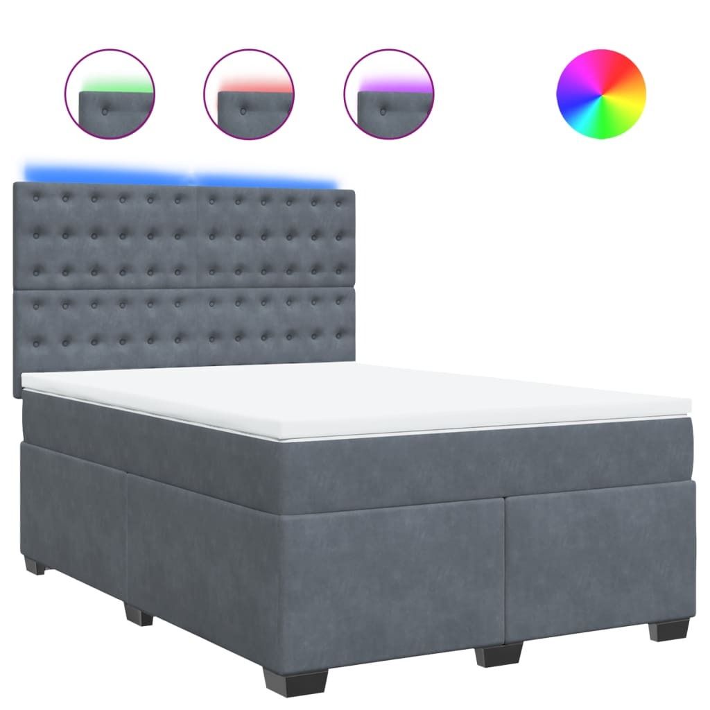 "WINTER SALE"Boxspringbett/bettgestell - Bettrahmen - Doppelbett - mit Matratze Dunkelgrau 140x190 cm Samt - Polsterbett Klassische Betten NEU1652593