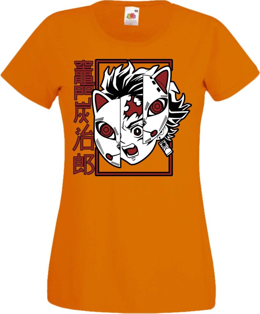 Damen T-Shirt Anime Manga Demon Anime Slayer Tanjiro Tonos, Lady XL / Orange