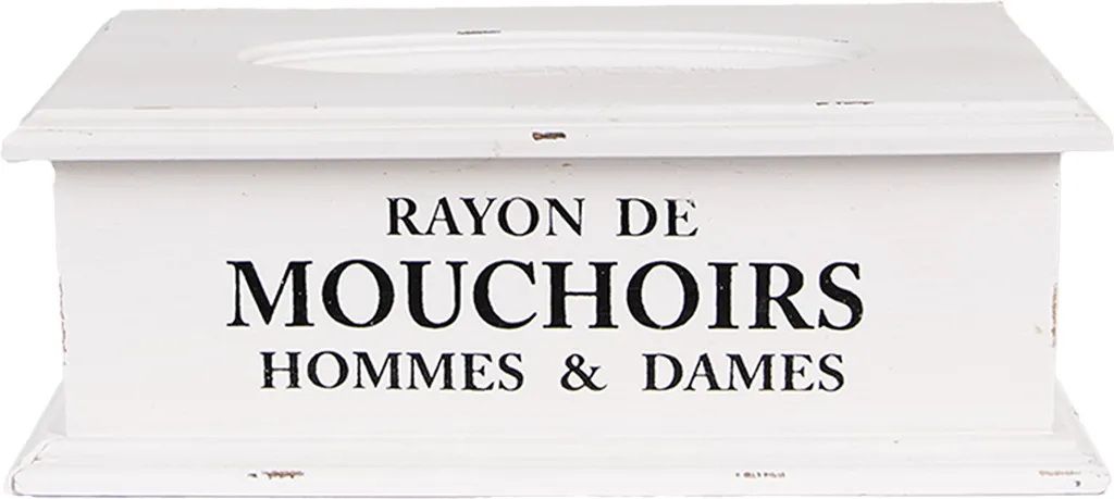 Cache-mouchoirs blanc en bois 28 cm pour décoration de salon et chambre