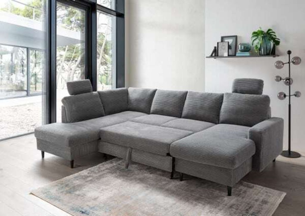 Wohnlandschaft Passo: Komfort & Schlaffunktion in grau & dunkelgrau : vorstehend links : Grau Ausrichtung: vorstehend links Farbe: Grau