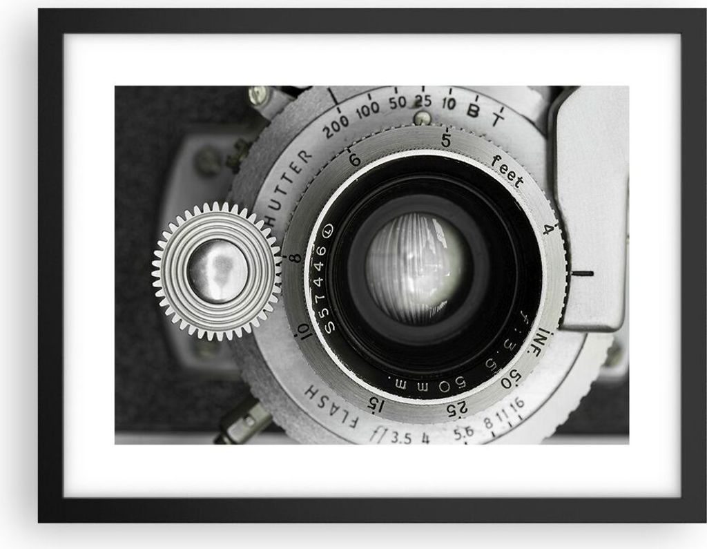 Gerahmtes Poster - Schwarzer Rahmen - Objektiv Schwarzweiß Vintage - 40x30 cm - Wand Bild - Wanddeko - Wandbilder - Kunstposter - Wandposter - Bil...