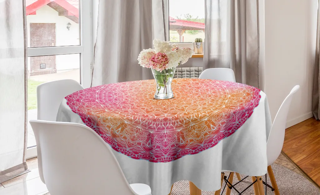 Tovaglia Circolare 150cm Mandala Rosa ABAKUHAUS Decorazione Boho