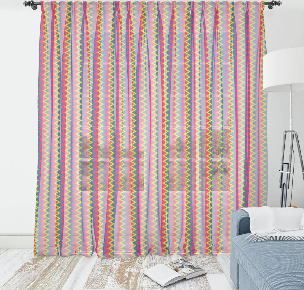 ABAKUHAUS fantastico arazzo, arcobaleno motivo a zig zag verticale geometrico a strisce colorate, soggiorno camera da letto tessuto da parete in raso setoso, 160 cm x 274 cm, multicolore