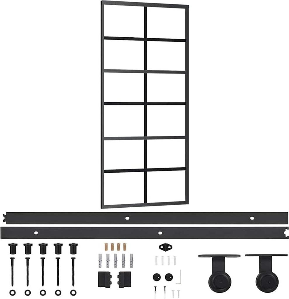 vidaXL Posuvné dveře s kováním ESG sklo a hliník 90x205 cm Obrázek produktu 