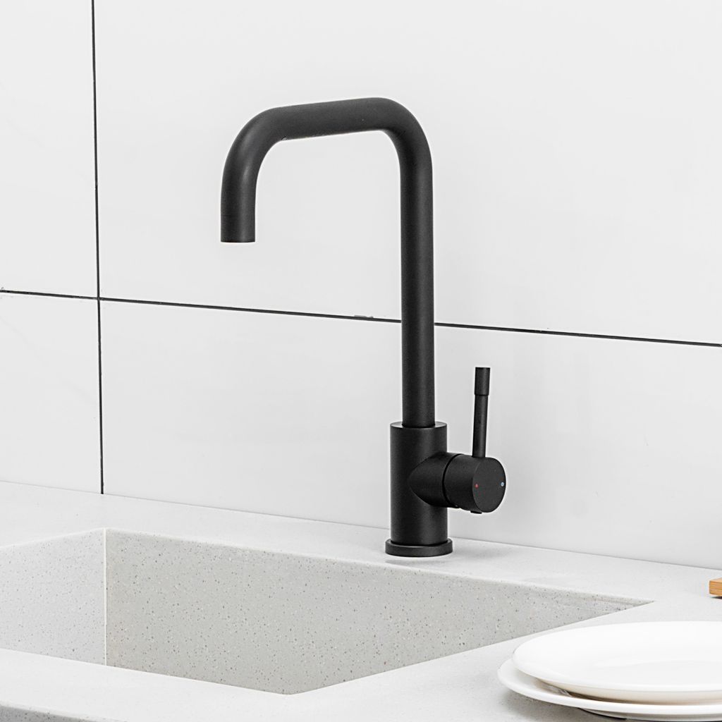 Cecipa Küchenarmatur Schwarz 7-Form, Wasserhahn Küche 360° Produktbild 