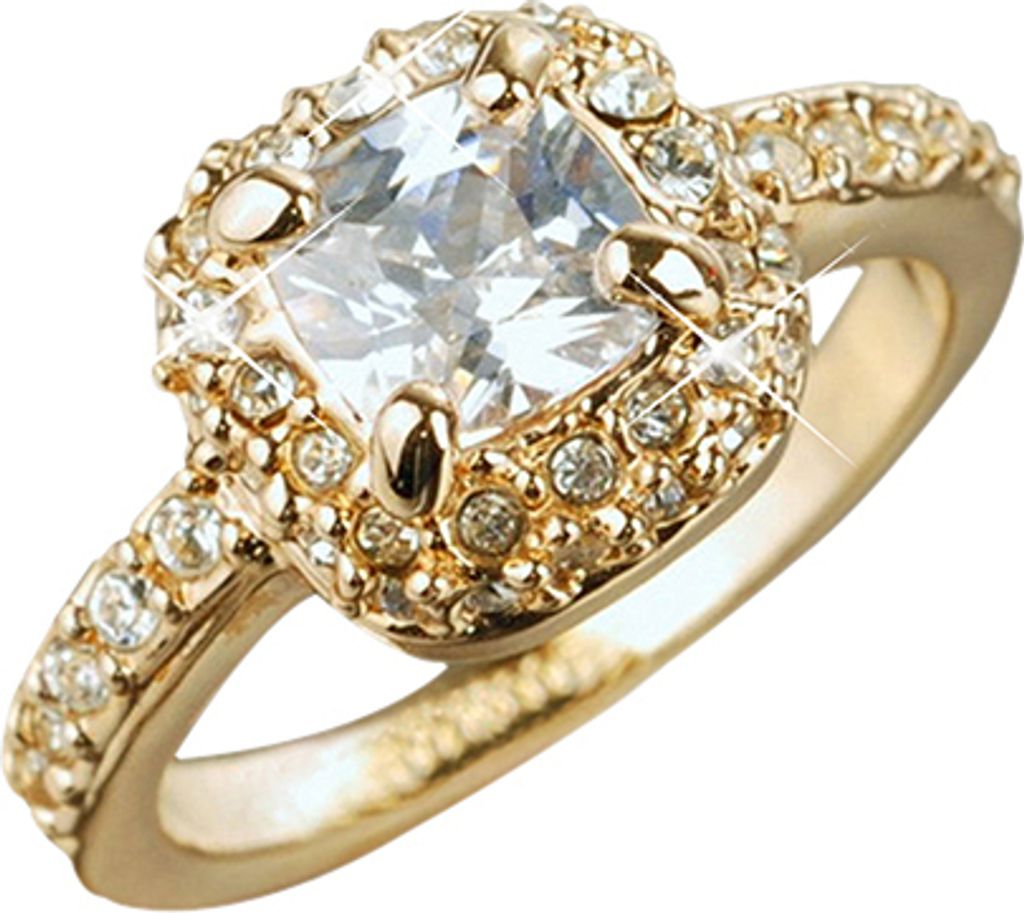 Damen-Verlobungs-Braut-Ehering-Ring, glänzend, quadratischer Strass-Ring, Geschenk