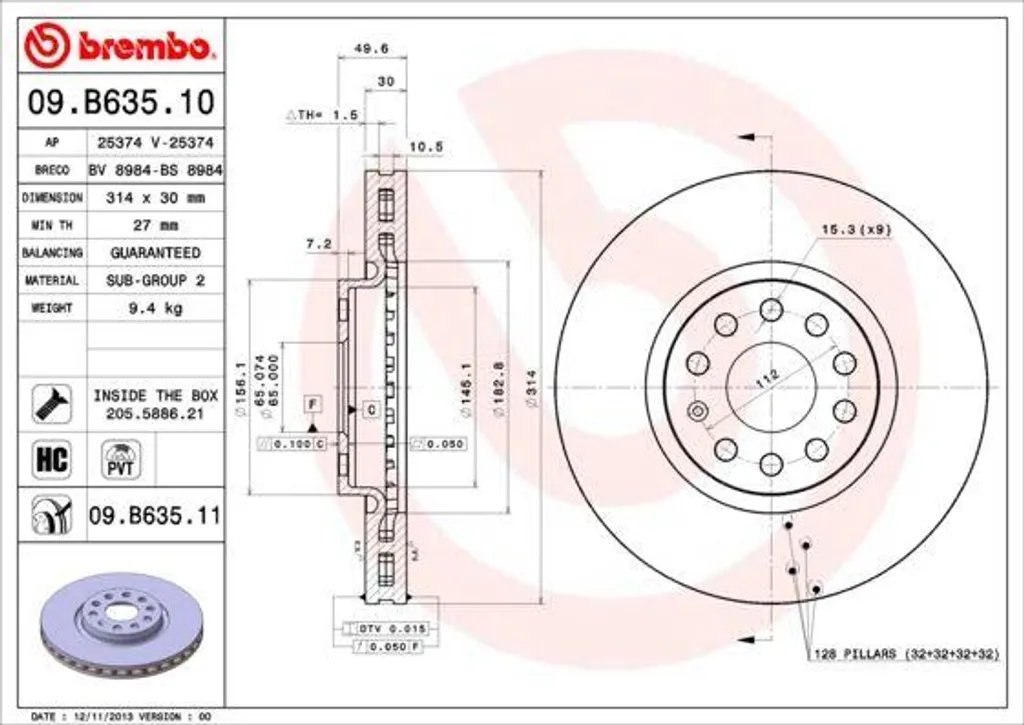 Disque de frein anti-vibration pour VW Sharan et Seat Alhambra - OE L3QD615301