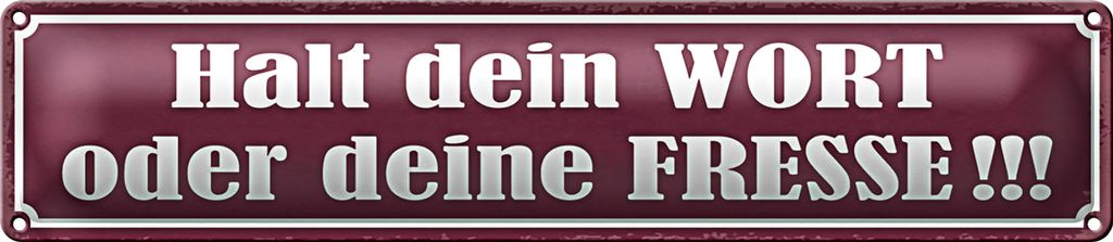 Blechschild Spruch 46x10cm Halt dein Wort oder deine Fresse