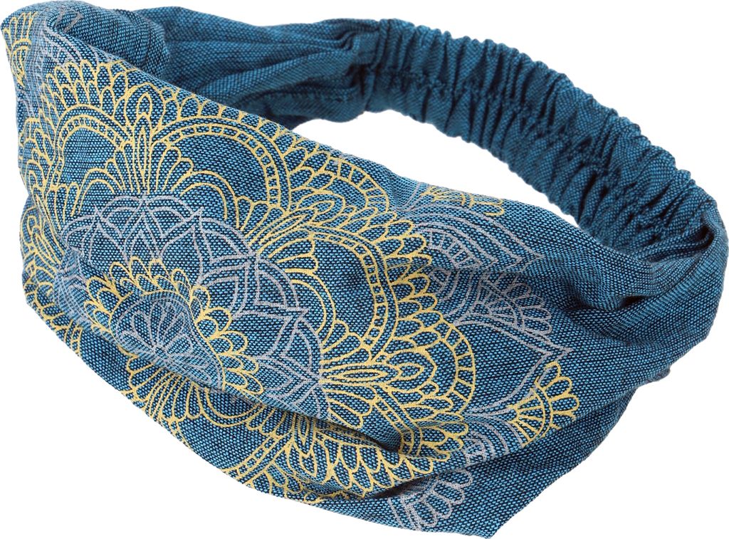 GURU SHOP Haarband, hoofdband, bandana met kleurrijke mandala, hoofddeksel - zwart, heren/dames, katoen