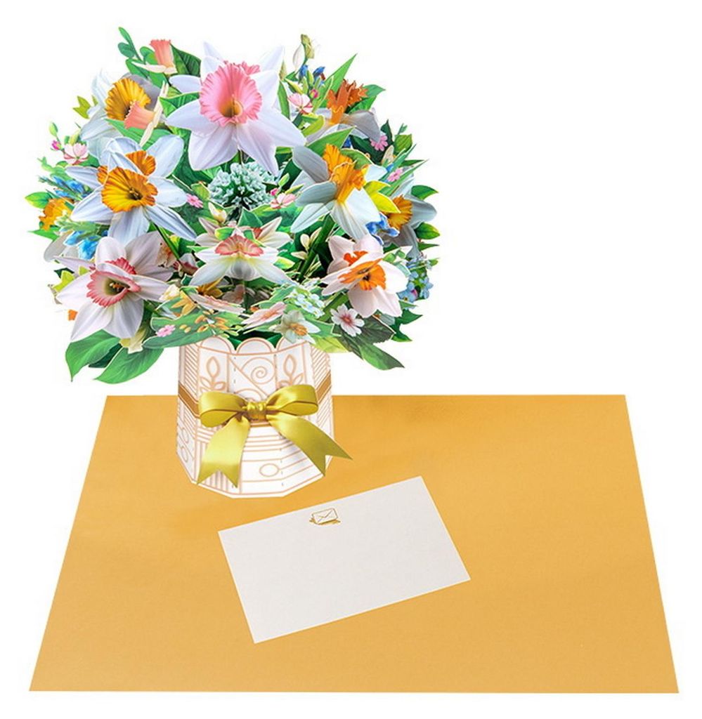 Pop-up-Karten mit Papierblumen, 3D-Blumenstrauß-Grußkarte mit Umschlag und Notiz für Muttertag, Schulabschluss, Jahrestag, Geburtstag, Glückwü...