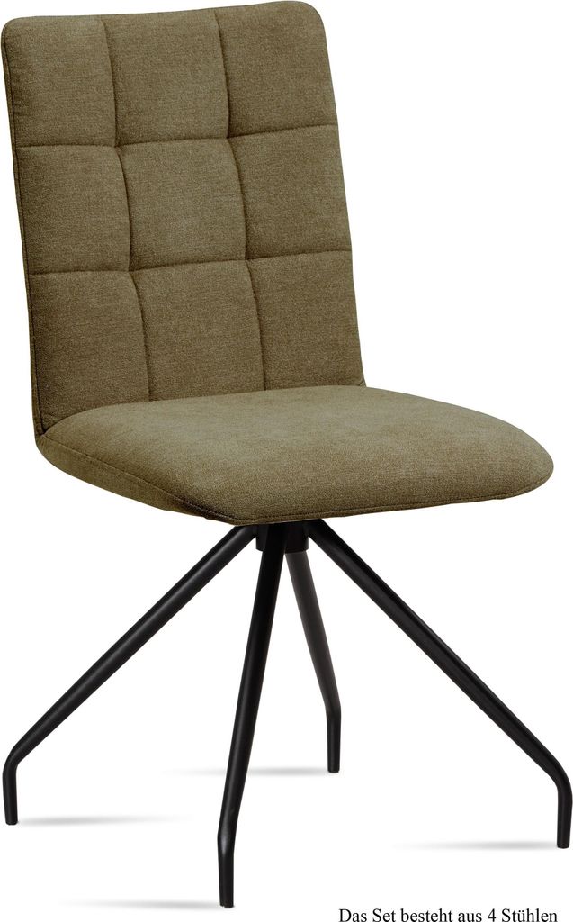 Esszimmerstuhl (4er-Set) Devera 47x91x60 Schwarz/Olivgrün