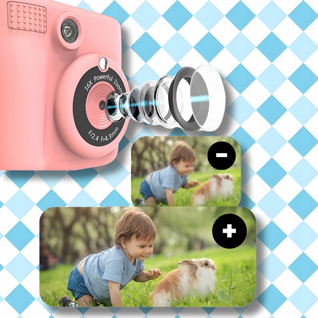 Digitální Instantní Fotoaparát Pro Děti S Tiskárnou + 32Gb Obrázek produktu 9