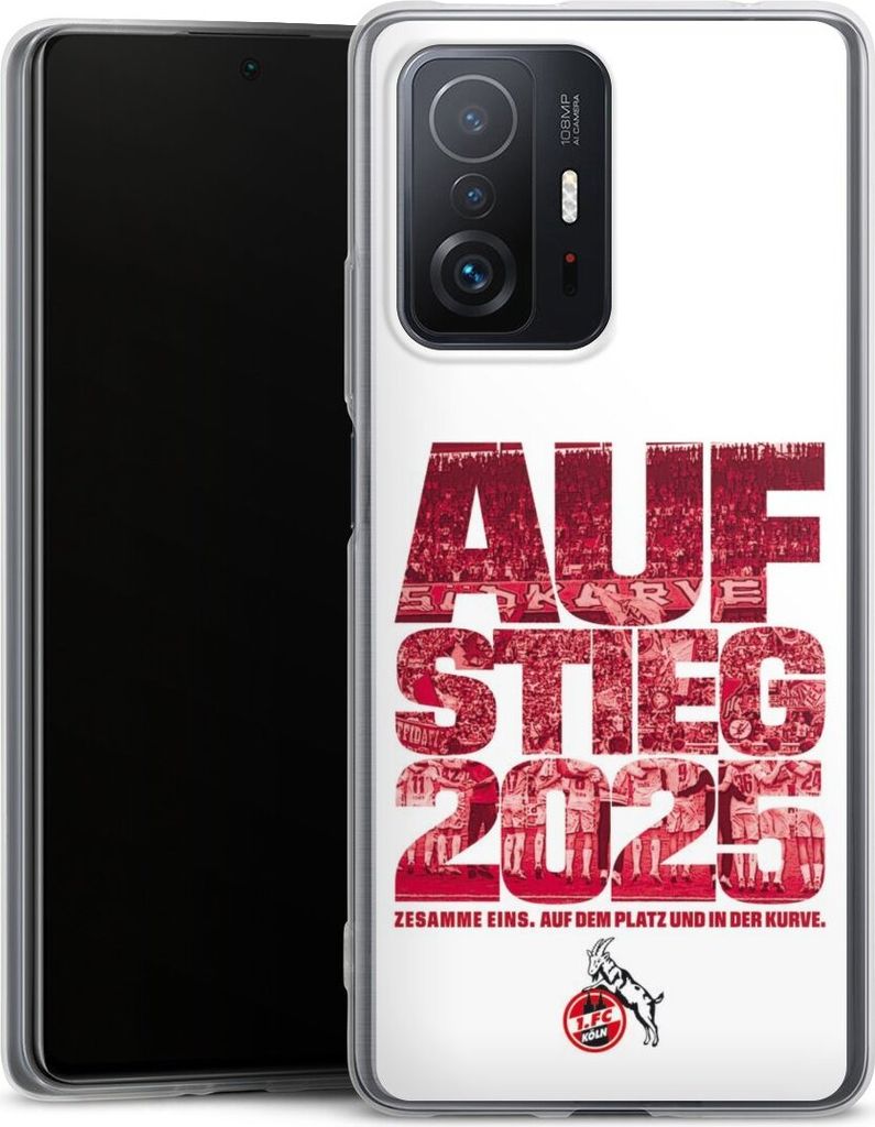 DeinDesign Slim Hülle für Xiaomi 11T Pro 5G Silikon Case Ultra Dünn Handyhülle 1. FC Köln Aufstieg Offizielles Lizenzprodukt