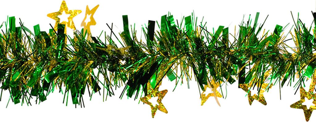Weihnachtsgirlande Lametta mit holograf. Sternen 7cm x 2m Produktbild 