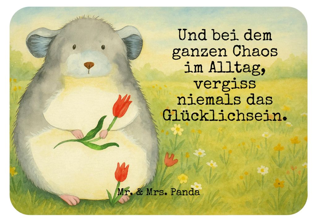 Mr. & Mrs. Panda Kühlschrankmagnet Chinchilla Blume Design - Weiß - Geschenk, Chinchillas, wandmagnet, Büro, Notizhalter, Kummer, haftmagnet, Lu...