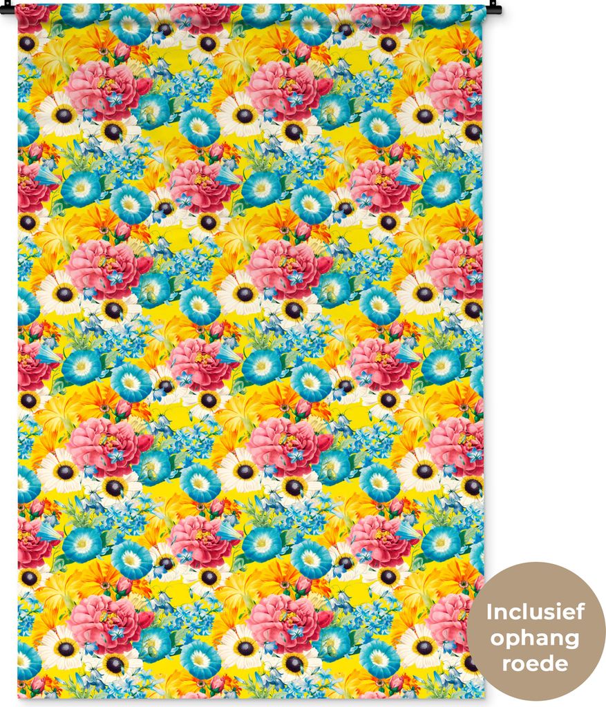 MuchoWow Wandteppich Wandbehang Blumen - Farben - Palette 120x180 cm Tapisserie Dekoration Wandtuch - Schlafzimmer - Dekorationen für das Haus