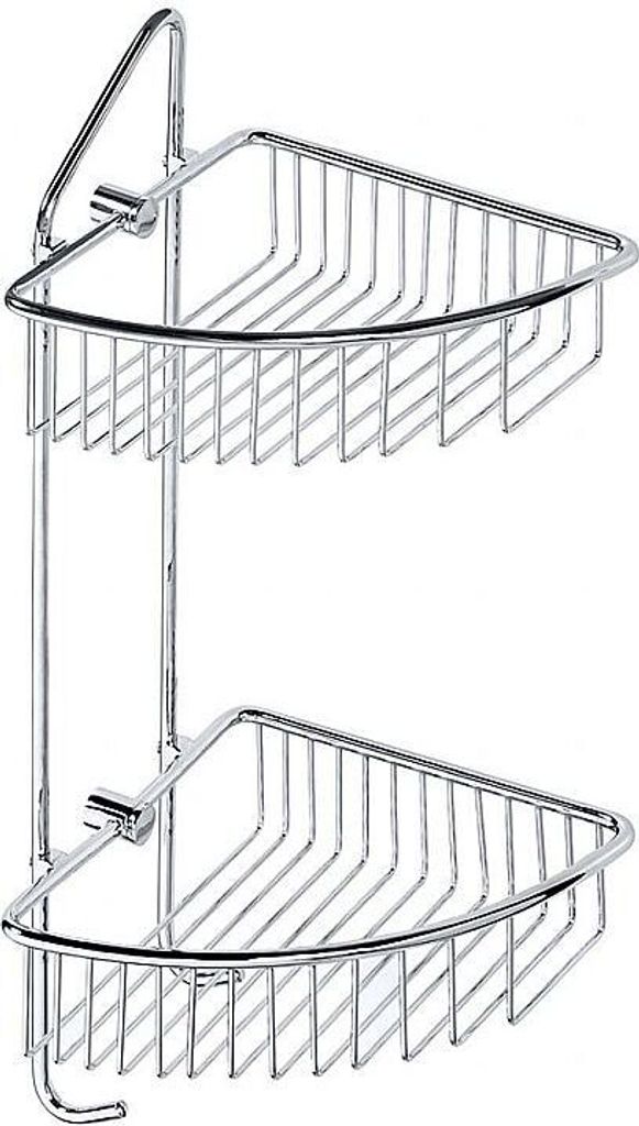 BYTRO Doppeleckseifenkorb Messing Chrom poliert 205x220x500 mm für Bad & WC >> zum Bohren