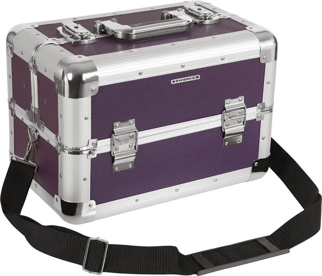 Borsa Cosmetici Compatta Viola - Pochette Trucco in Tessuto Oxford