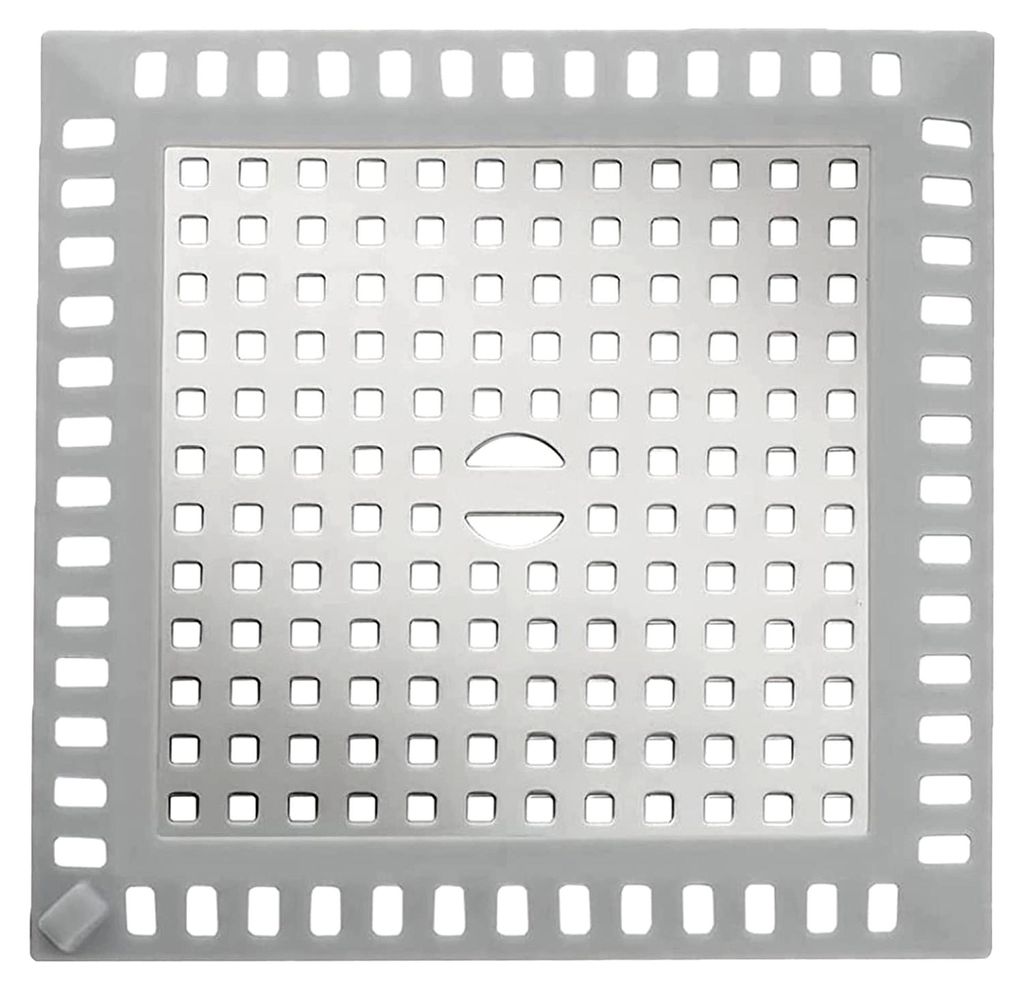 Quadrat Abflussschutz, Edelstahl Abflussgitter,Abflusssieb Dusche, Waschbecken Sieb Sieb für Spülbecken,12.5 x 12.5 cm(Silberner)